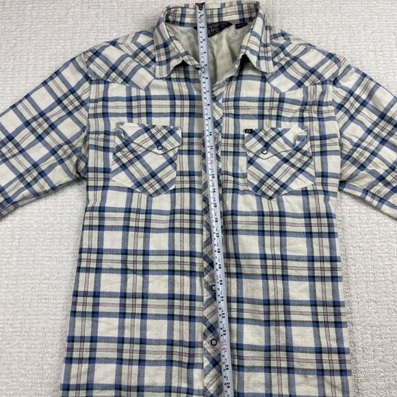 Salt Valley Western Shirt Men’s L White / Blue Plaid Button Up Long Sleeve Snap* - Picture 12 of 16